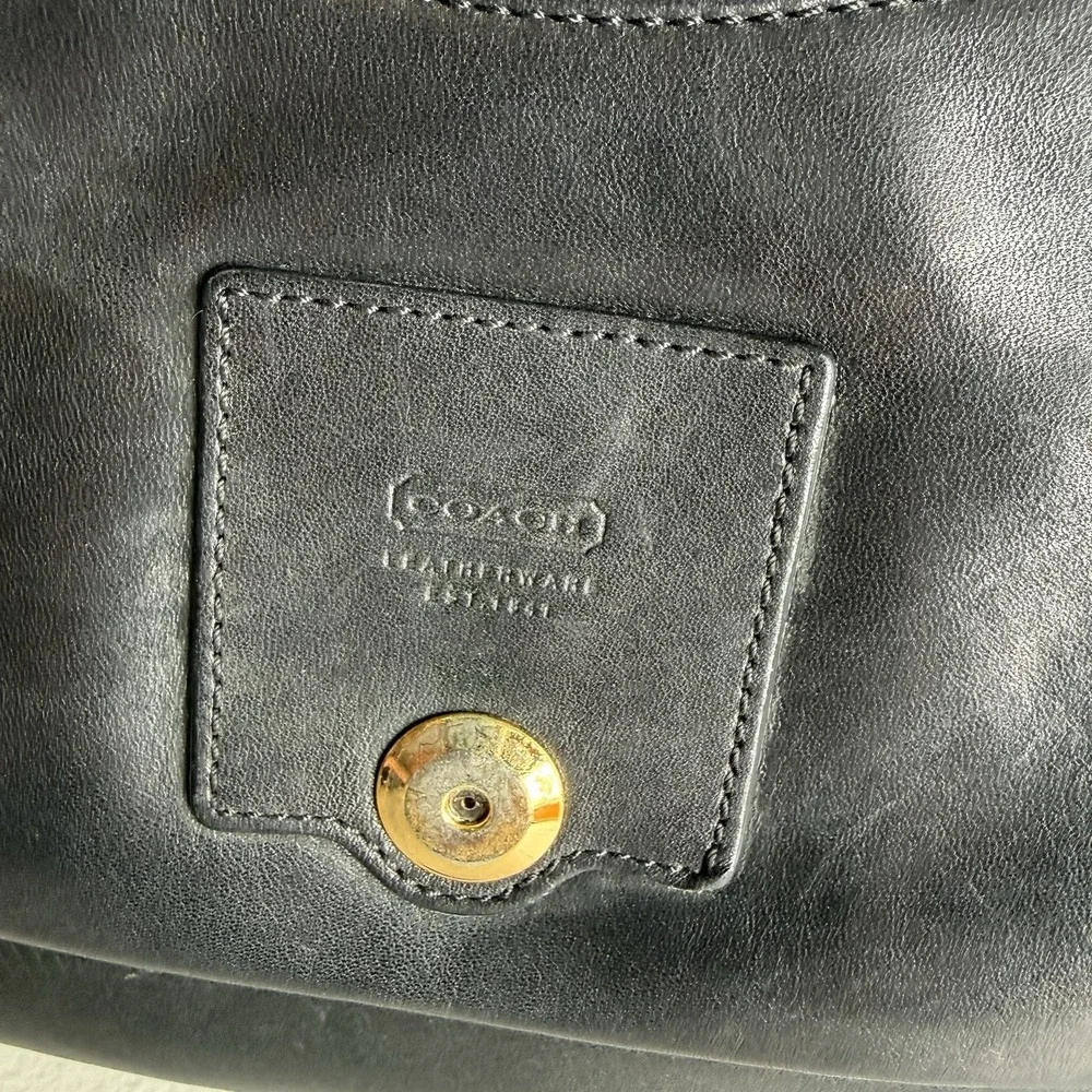 Vintage Coach Y2K Black Leather Legacy Saddle‎ Bag 9340